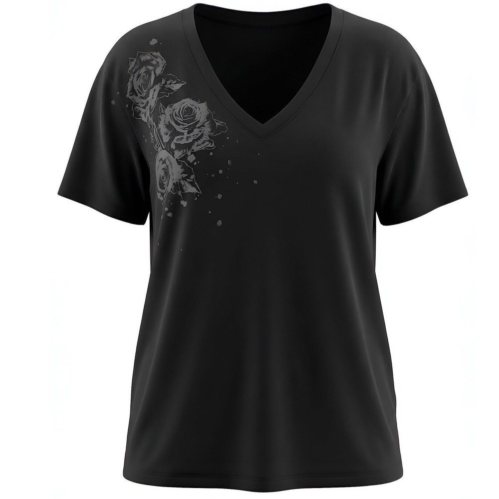 TORRID "Rose Splatter" Relaxed Cotton Jersey V-Neck Tee NWT Size‎ 6X